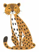 Illustratie van een zittende luipaard met vlekken, kinderkamer schilderij