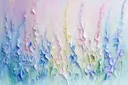 Verticale bloemaren van lupines in pastelkleuren, in reliëf