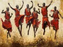 Maasai mannen tijdens de traditionele springdans