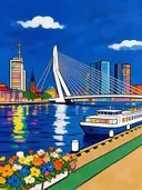 Maastricht, Wyck in vlakke acryl, schilderij van Maastricht