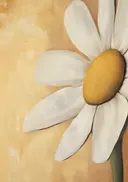 Close-up schilderij van een madeliefje in goudtinten