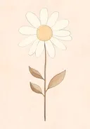 Minimalistische tekening van een madeliefje