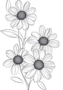 Lijntekening van madeliefjes
