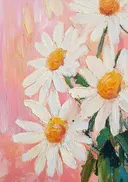 Schilderij van madeliefjes in close-up