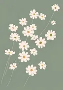 Schilderij van witte madeliefjes op groene achtergrond