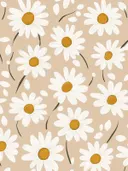 Schilderij met patroon van madeliefjes op beige achtergrond