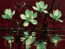 Magnolia aan de oever in mint, schilderij van magnolia aan de oever