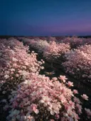 Landschapsfoto van magnolia bij de schemering, met een libelle
