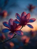Fotografie van magnolia in de schemering, dieproze
