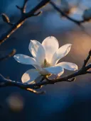 Fotografie van magnolia in de schemering, wit