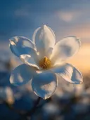 Fotografie van magnolia in de schemering, wit