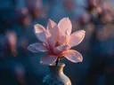 Fotografie van magnolia in de schemering, zachtroze