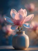 Fotografie van magnolia in de schemering, zachtroze