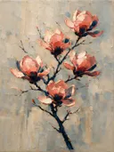 Magnolia in koraal, schilderij van magnolia