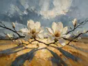 Magnolia onder de hemel in ivoor, schilderij van magnolia onder de hemel