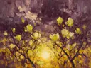 Magnolia onder een storm in citroen, schilderij van magnolia