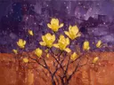 Magnolia onder een storm in zwavelviolet, schilderij van magnolia