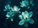 Magnolia tegen de lucht in turkoois, schilderij van magnolia tegen de lucht