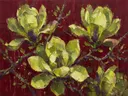 Magnolia van dichtbij in limoen, schilderij van magnolia van dichtbij