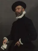 Man holding a Letter van Giovanni Battista Moroni: portret