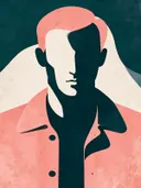 Man in colbert in diep zeegroen, mid-century modern schilderij