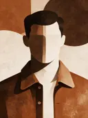Man in colbert in sienna, mid-century modern schilderij