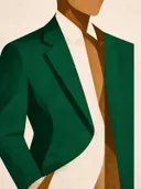 Man in pak in bosgroen, mid-century modern schilderij