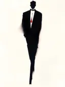 Man in smoking met rood accent, silhouetschets