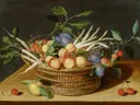 Mand met fruit en groenten van Isaak Soreau: stilleven met fruit