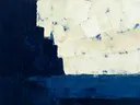 Abstract landschap in marineblauw en kalkwit