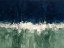 Abstract landschap in marineblauw en zilverwit