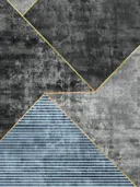 Abstract art deco schilderij met marmeren driehoeken in grijs en goud