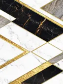 Art deco marmeren schilderij met zwarte en gouden diagonale banden