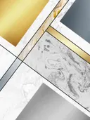 Art deco schilderij met marmeren en metalen vlakken in goud en zilver