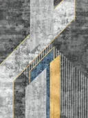 Abstract art deco schilderij met marmeren vormen en gouden lijnen