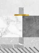 Abstract art deco schilderij met marmeren en terrazzo vlakken in grijs en goud