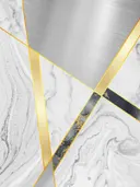 Art deco marmeren schilderij met zilveren en gouden lijnen