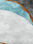 Abstract art deco schilderij met turquoise marmer en koperen lijn