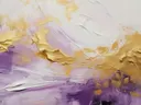Abstract schilderij met paarse en gouden verftexturen