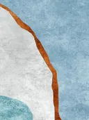 Minimalistisch marmeren schilderij in wit en turquoise met koperlijn