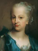 Meisje in een blauwe jurk van Christian Seybold: portret