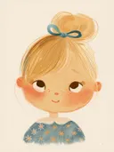 Portret van een blond meisje met blauwe strik en sproeten
