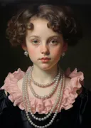 Meisje met parelketting schilderij, klassiek portret in oude-meestersstijl