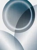Futuristisch abstract schilderij met metallic bol in blauw en grijs