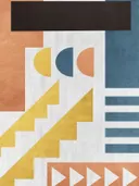 Abstract art deco schilderij met mid-century geometrische vormen