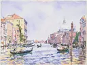 Middag op het Canal Grande in Venetië van Edward Darley Boit: stad met rivier