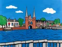 Milaan, Galleria in vlakke acryl, schilderij van Milaan