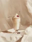 Stilleven met een milkshake en een kers