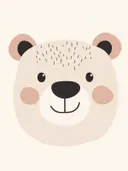 Schilderij van een minimalistisch beertje, kinderkamer wanddecoratie
