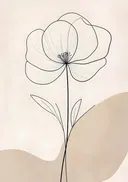Minimalistische lijntekening van een bloem